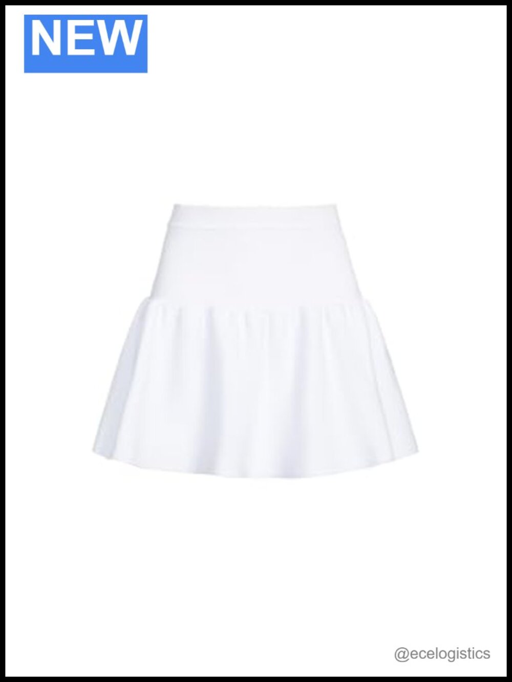High Waisted Knit Mini Skirt with Flounce Hem - UPF 50+ Beach Cover-Up